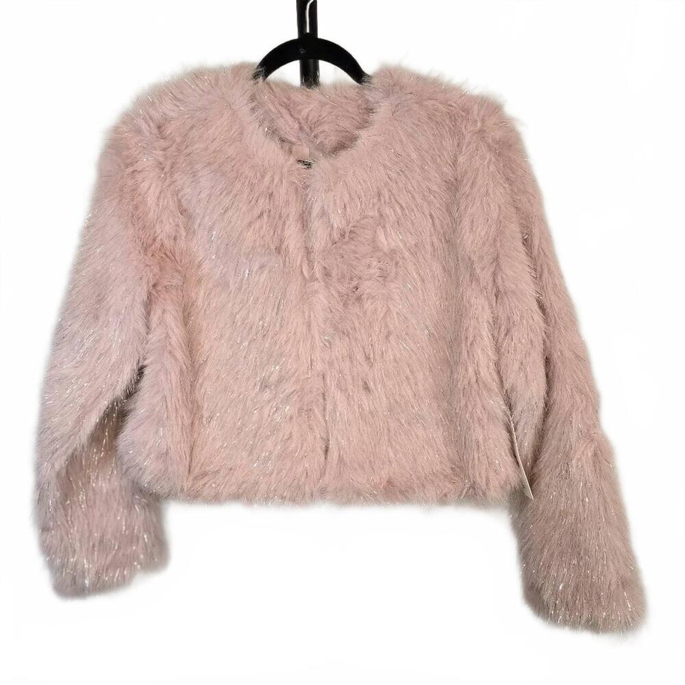 NEW LOVE POEM women's faux fur jacket in pink